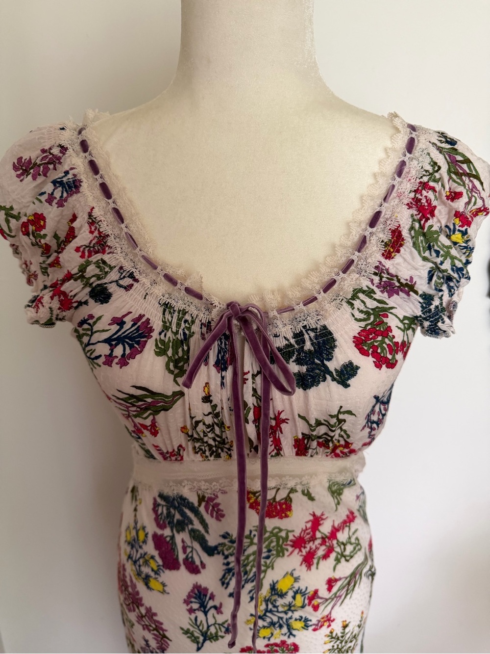 Anthropologie White Floral Tie-Front Maxi Dress - Picture 6 of 8